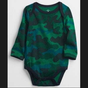 GAP Long Sleeve Bodysuit Blue Camo - Size 6-12 Months